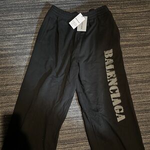 Balenciaga MEN'S STENCIL TYPE TRACKSUIT PANTS IN BLACK